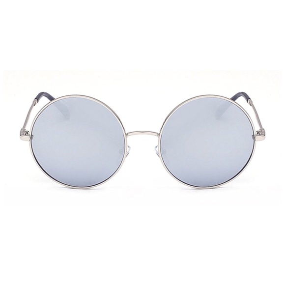 Round Mirrored Oversized Metal Frame Sunglasses - Picture 2 of 4